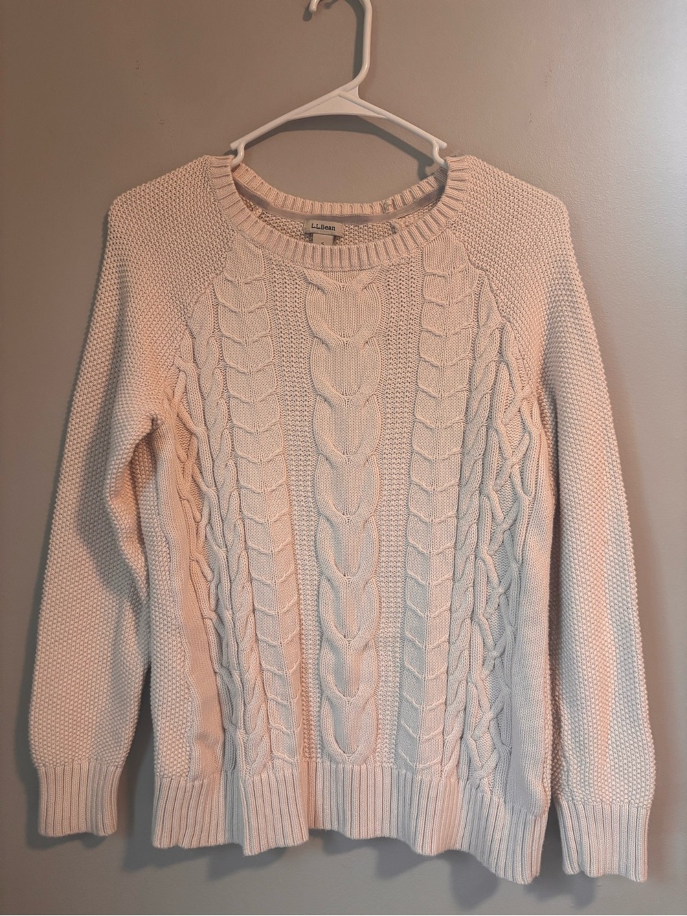 L.L. Bean Women's Cream Cable Knit Sweater